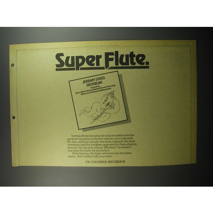 1974 Jeremy Steig Monium Album Advertisement - Super Flute