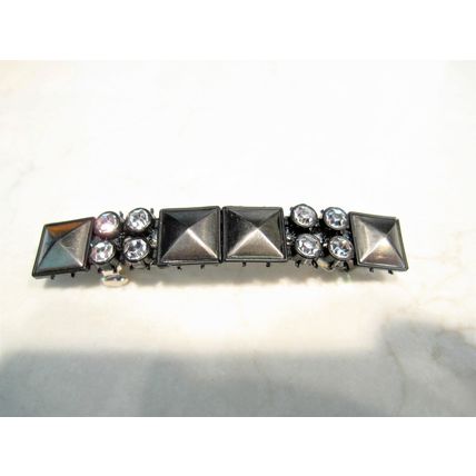 Small dark metal and rhinestone hair clip clamp barrette
