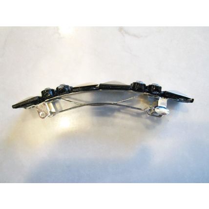 Small dark metal and rhinestone hair clip clamp barrette