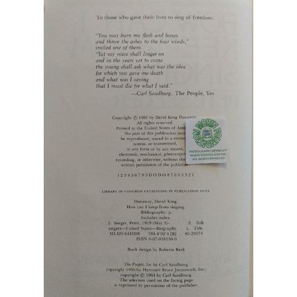 HOW CAN I KEEP FROM SINGING: PETE SEEGER by DAVID KING DUNAWAY HCDJ