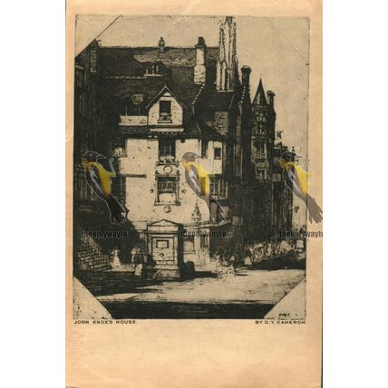 John Knox's House, Edinburgh, D Y Cameron, Engraving Art Postcard