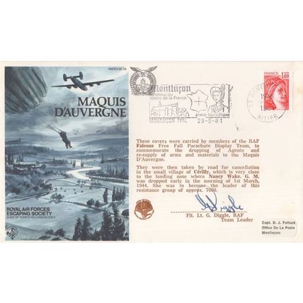 Maquis D'Auvergne RAF Falcons Escaping Society Hand Signed FDC