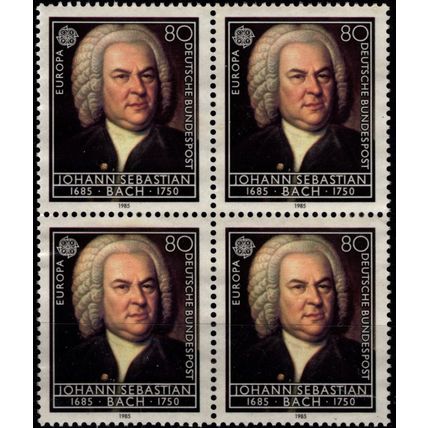 D2208 Germany Stamp 1985 80pfg Europe Johan Sebastian Bach Block of 4 MNG