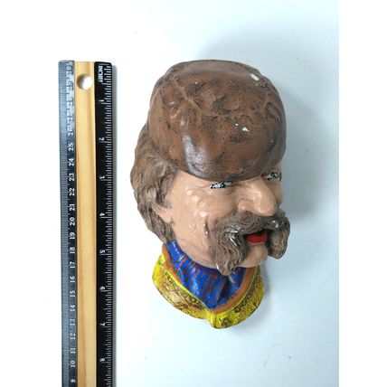 Montenegrin Man Chalkware Head Wall Plaque/ Bossons Type - Kurdish - FAST SHIP!