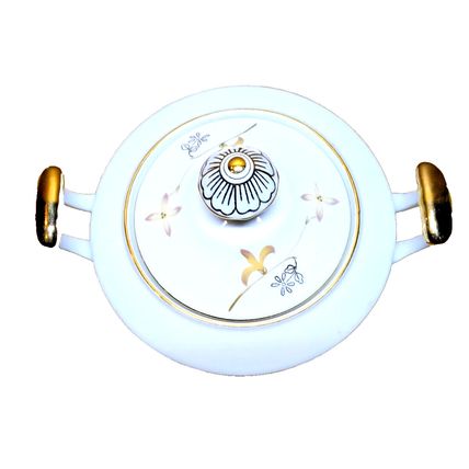 Summit Fine China Ceramic Barbara Sugar Bowl With Lid Floral Design Gold Trimmed