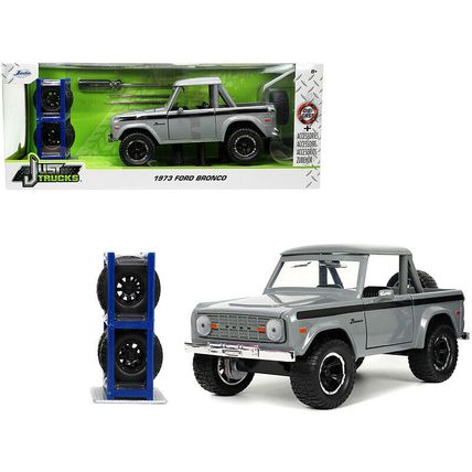 1973 Ford Bronco Pickup Truck Gray with Black Stripes with Extra Wheels "Just...