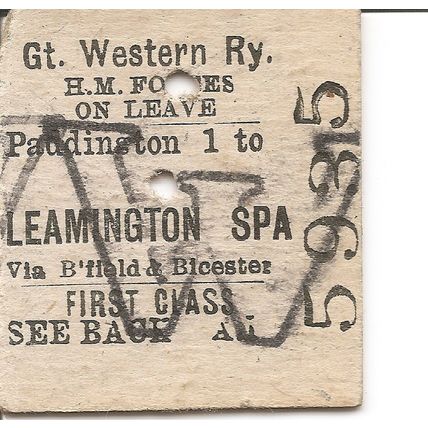 G.W.R. Edmondson Ticket - Paddington to Leamington Spa