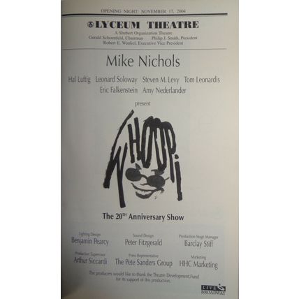 WHOOPI - PLAYBILL - OPENING NIGHT: NOVEMBER 17, 2004 - 20th Anniversary Show