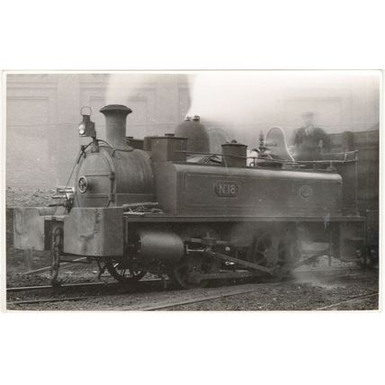 Black Hawthorn & Co Train GLC No 18 864-86 & Driver Old RPC Postcard