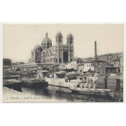 MARSEILLE Canal St Jean et Cathédrale France early 20th C. RPPC No. 7
