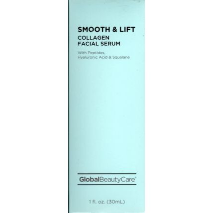 Global Beauty Care Smooth & Lift Collagen Facial Serum with Peptides, Hyaluronic