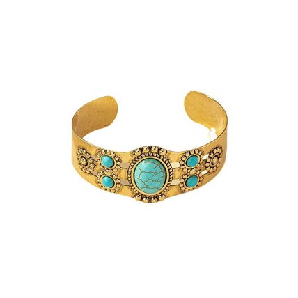 Gold Vintage Boho Turquoise Cuff Bracelet