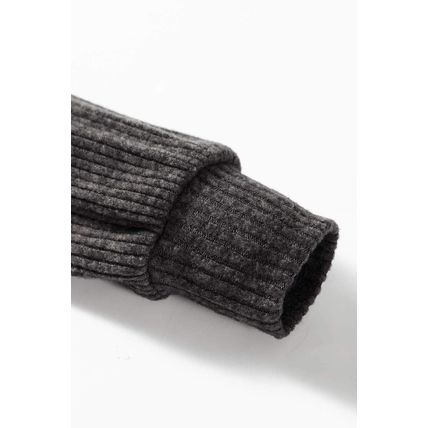 Dark Grey Ribbed Zip Up Front Drawstring Hoodie