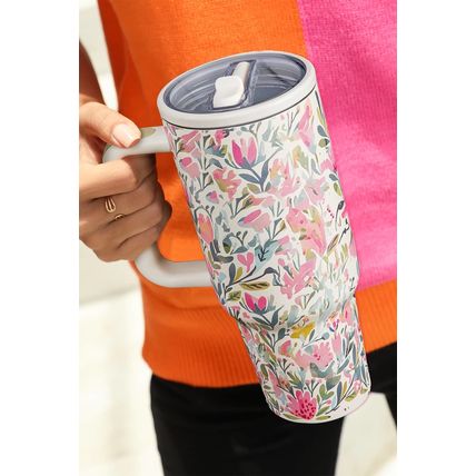 White He Is Risen Flower Print Stainless Steel Tumbler 40oz