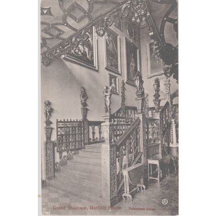 Grand Staircase Hatfield House Hatfield Hertfordshire Postcard (QHER365)