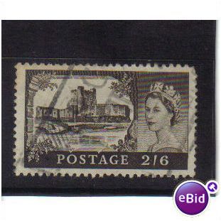 1959 GB Q.E.11 CASTLES 2/6D BROWN F/U SG 595