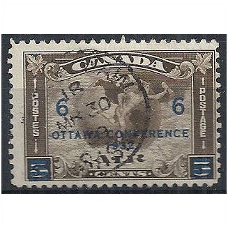 Canada 1932 SG318 6c on 5c Deep Brown AIR Fine Used...