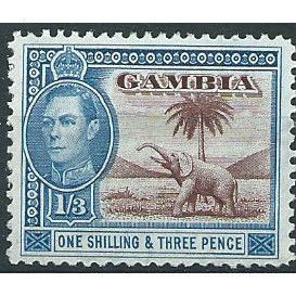 Gambia 1946 SG156a 1/3d Chocolate & Blue Mounted Mint .. ..