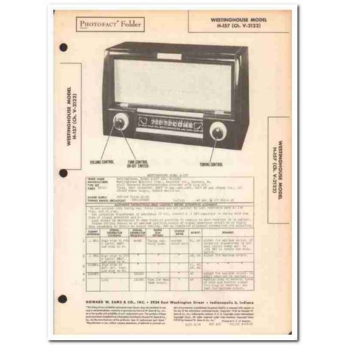 westinghouse model h-157 6-tube am radio sams photofact manual