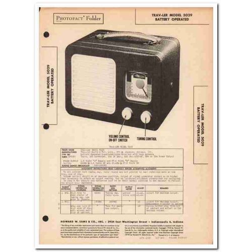 trav-ler model 5029 4-tube am radio receiver sams photofact manual