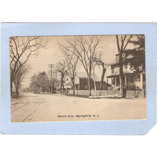 New Jersey Springfield Morris Ave Street Scene w/Trolley Tracks~2687