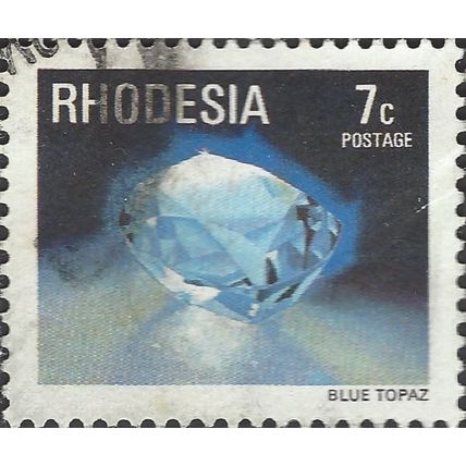 RHODESIA, MINERAL, Blue Topaz, blue 1978, 7c