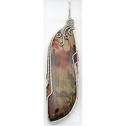 Indian Paint Rhyolite Stainless Wire Wrap Gemstone Pendant 28