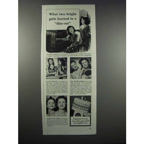 1942 Pepsodent Tooth Powder Ad - Girls in a Dim-Out