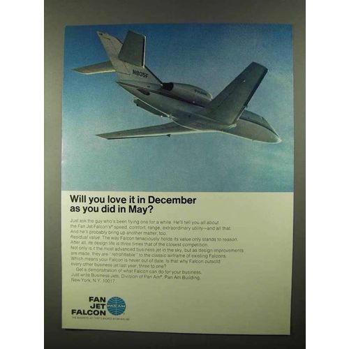 1968 Pan Am Fan Jet Falcon Ad - Love it in December