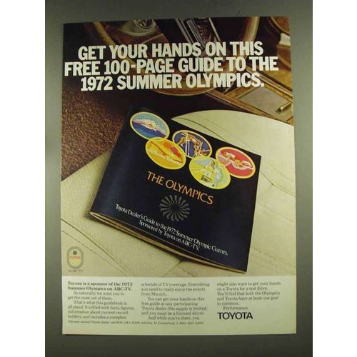 1972 Toyota Cars Ad - Guide to 1972 Summer Olympics