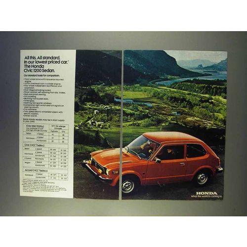 1977 Honda Civic 1200 Sedan Ad - All Standard