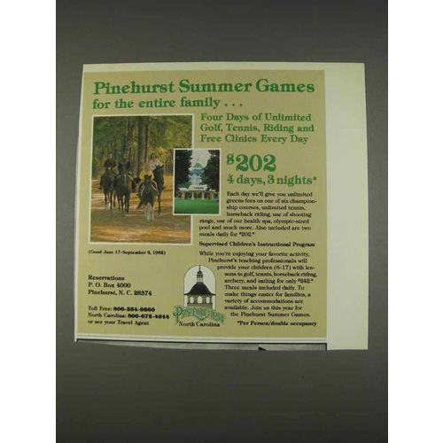 1982 Pinehurst North Carolina Ad - Summer Games