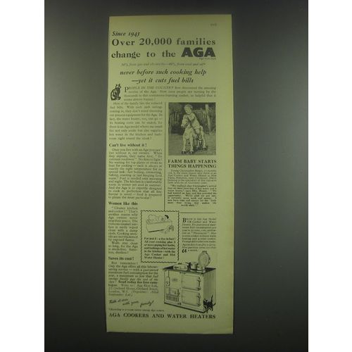 1949 AGA Model CB Cooker and Water Heater Ad - Over 20,000 families change