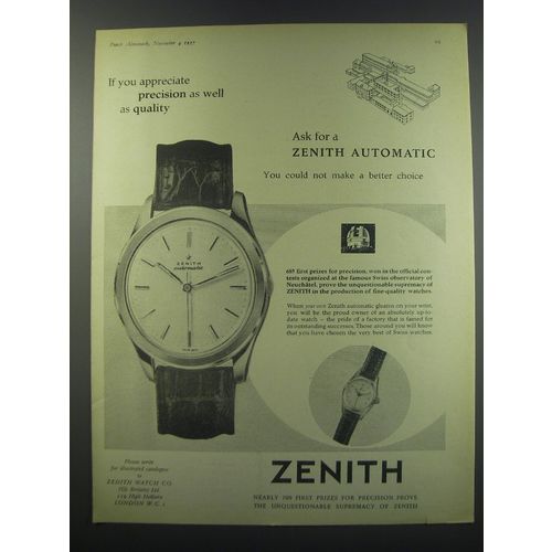 1957 Zenith Automatic Watch Ad - If you appreciate precision as well as quality