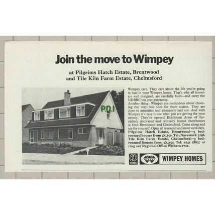 (5272) Wimpey Homes Pilgrims Hatch Estate Tile Kiln Farm Chelmsford Essex 1969