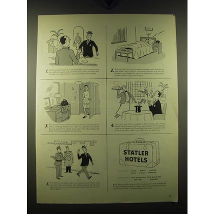 1947 Statler Hotels Ad - art by Tony Barlow - Just be yourself