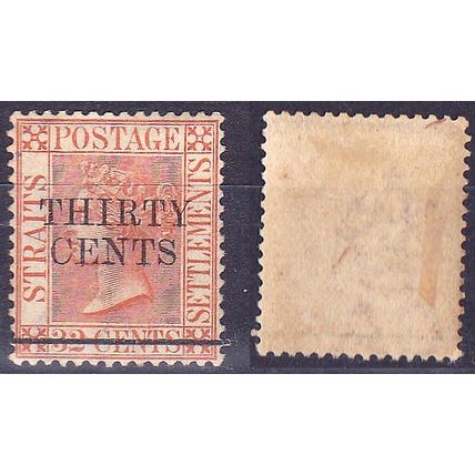 Straits Settlements 1891 Queen Victoria 30c on 32 CENTS [SG87] - FINE MINT