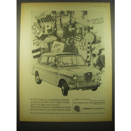1966 Wolseley Hornet Car Ad - In the hopping, shopping, bargain grabbing bustle