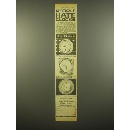 1966 Kienzle Clocks Advertisement - 65/6924, 55/7072 and 65/6913