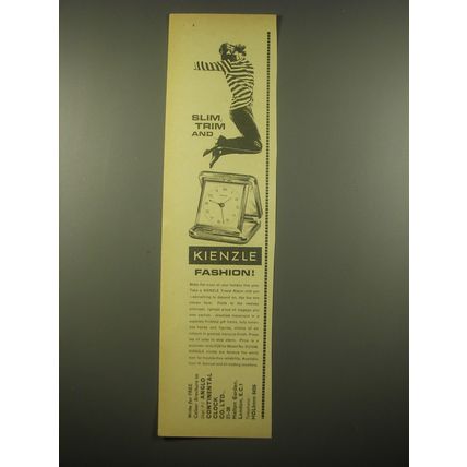 1966 Kienzle Travel Alarm Clock Ad - Slim, trim and Kienzle Fashion