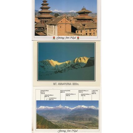 Nepal Mount Annapurna Namaste Bhaktapur 3x Mountain Postcard s