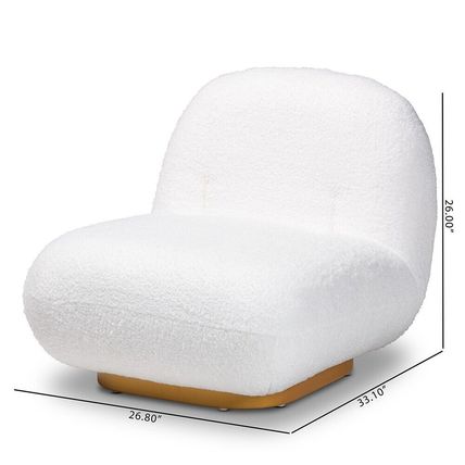 White Boucle Loop Chair Brushed Gold Base Modern Contemporary