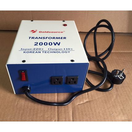 TRANSFORMADOR LIGERO 2000W PARA USAR EQUIPOS DE 110 VOLTIOS EN ESPAÑA EUROPEO