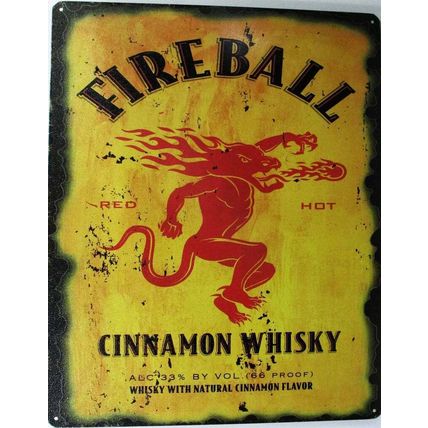 Fireball Cinnamon Whisky 12x15 Metal Sign bar whiskey man cave