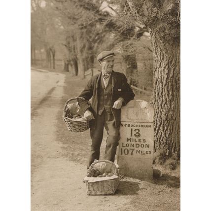 Fruit Seller at Buckingham To London Old Signpost Award Photo Postcard