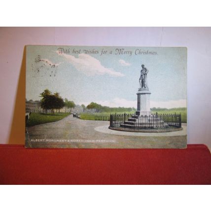 ALBERT MONUMENT & NORTH INCH, PERTH, SCOTLAND used antique postcard 1905 pm #