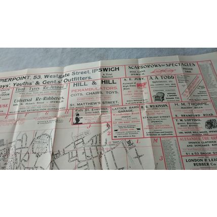 antique vintage the "handy" map and street guide ipswich adverts 20s 30s 40s vtg