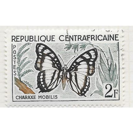 CENTRAL AFRICAN REP. 1960 BUTTERFLIES NOBLE WHITE CHARAXES 2f USED