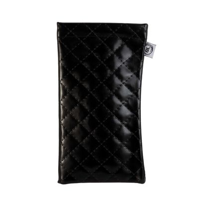 Faux Leather Snap Top Glasses Sunglasses Case Holder Pouch (Black)