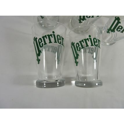 PERRIER 12 Oz Tumbler Water Glasses MARTIN ZSEKELY Vintage Set 5*